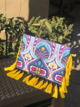 Load image into Gallery viewer, Yellow Tassel Tribal Clutch