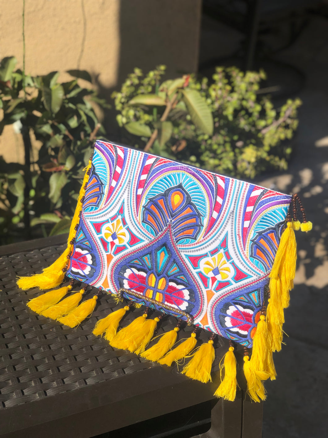 Yellow Tassel Tribal Clutch