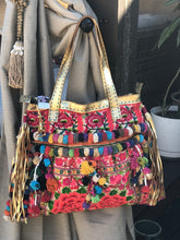 Load image into Gallery viewer, Large Flower and Pom Pom Shoulder Bag