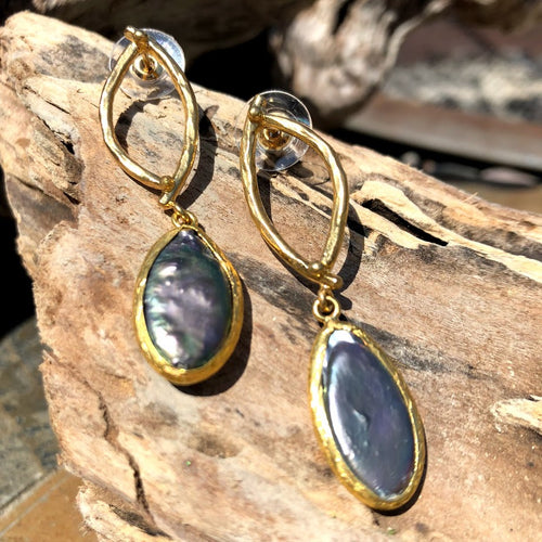 Labradorite Gold Earrings